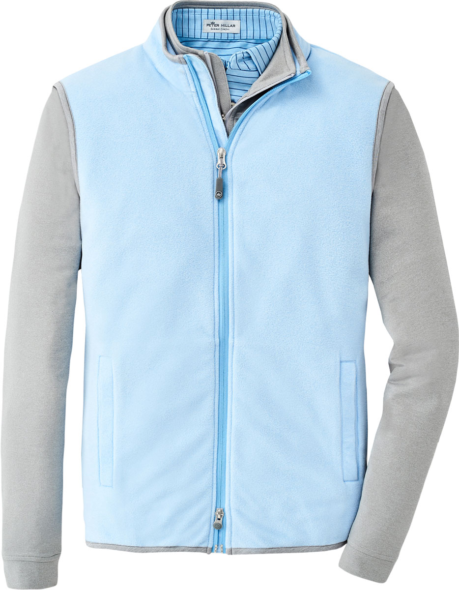 Peter Millar All Day MicroFleece FullZip Golf Vests in Cottage blue
